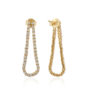 1.05 Carat Lab Grown <b>Diamond</b> Drop <b>Earrings</b> 14K Solid Yellow Gold Teardrop <b>Dangle</b> <b>Earrings</b> for Women Fine Jewelry - Product Image 2