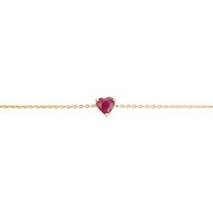 14K Natural <b>Ruby</b> Prong Set Heart Charm <b>Bracelet</b> for Bridesmaids - Product Image 2