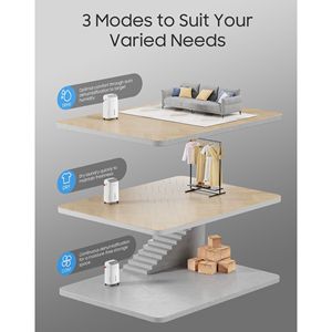 45 Punti. 4.500 mq Deumidificatore Bianco con Secchio e Tubo di Scarico per Seminterrati, Garage e Ambienti Umidi - Product Image 6