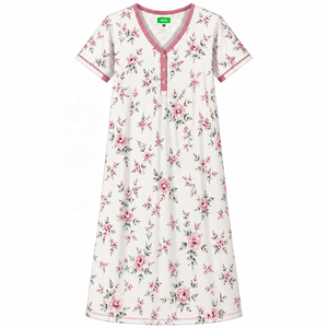 ชุดเดรสลำลองผ้าฝ้ายพิมพ์ลายยาวถึงเข่า - Product Image 1