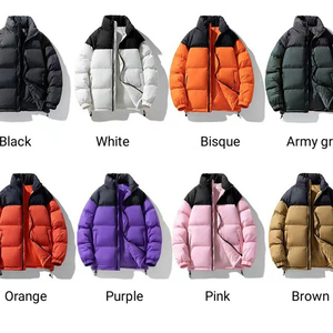<b>Men's</b> <b>White</b> Black Color Block <b>Puffer</b> <b>Jacket</b> Stand Collar Zipper Closure Windproof Casual Winter Thick Polyester Shell 2026 - Product Image 4