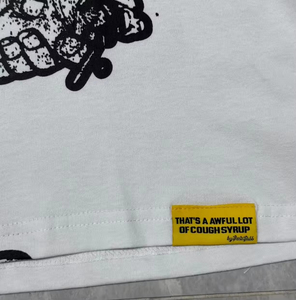 T-shirt pour homme à manches courtes, coupe classique, col rond, 100% coton jersey, style streetwear décontracté, blanc, avec motif imprimé 'Cough Syrup' sur le devant - Product Image 5
