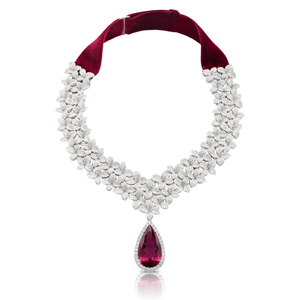 Luxury Women 925 Silver <b>Ruby</b> Pendant <b>Necklace</b> Pear Cut Water Drop Shape Wedding Jewelry - Product Image 1