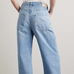 Jeans de Mezclilla para Mujer, de Alta Calidad, para Todas las Temporadas, Ligeros, Lavado Oscuro, con Botones, Logotipo Personalizado, Cintura Holgada, Corte Recto, Comodidad Media - Product Image 2