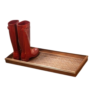 Rectangular Copper Storage Tray Embossed <b>Tree</b> Branch Design Decorative Metal Home Entryway Decorative <b>Boot</b> Tray - Product Image 3