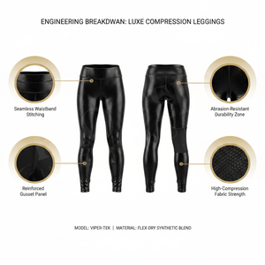 Workout Apparel OEM ODM Polyester Spandex Faux Leather Leggings Snake Texture Gym Running Stretch Skinny Weightlifting Pants - Product Image 2