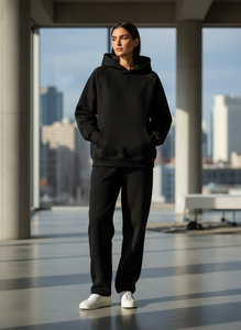Sweat-shirt à capuche personnalisé épais 500 g/m² pour homme, coupe oversize streetwear, vierge, en coton de haute qualité, épaules tombantes, noir - Product Image 4