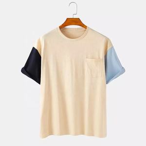 100% Cotton Heavy Fabric High Quality Eco-Friendly Quick Dry O-Neck Short Sleeve 180g <b>Patchwork</b> Three Tone Men's T-<b>Shirt</b> - Product Image 1
