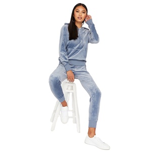 2026 Winter Velour Tracksuit Woman style Adults Hooded Velour Tracksuit Solid Color Exercise Comfort Breathable Velvet Tracksuit - Product Image 1