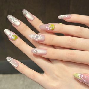 <span class=keywords><strong>Uñas</strong></span> Postizas Decoradas a Mano con Diseño <span class=keywords><strong>de</strong></span> Tulipán Morado 2905, Mariposa 3D, Ojo <span class=keywords><strong>de</strong></span> Gato Cristalino, Primavera-Verano, Efecto Iluminador - Product Image 3