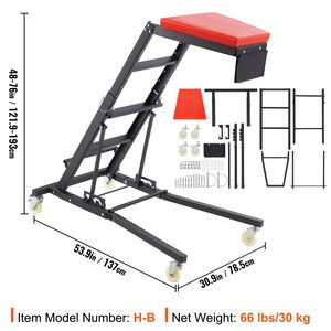 Piattaforma di Lavoro Regolabile per Auto da 48-76 Pollici ad Alta Capacità con 4 Ruote Girevoli da 400 LBS, Attrezzo Robusto per Riparazioni Auto - Product Image 4