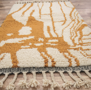 Knots Rug Moroccan Luxury Orange/White Wool Hand Knotted Cushioned Stain Resistant Hand Wash Prayer Living Room Hotel High Pile - Product Image 3