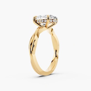 Anillo de Compromiso Solitario con Diamante Cultivado en Laboratorio de Corte Ovalado, Certificado IGI, Banda Trenzada, Engaste de Cuatro Puntas, Oro 10K 14K 18K, Plata 925 935 - Product Image 4