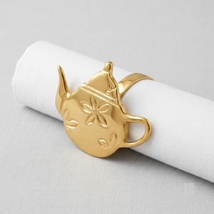 Luxury Gold Fleur de Lis Napkin Rings Metal Vintage Napkin Holder Buckle For Wedding Banquet Hotel <b>Table</b> Decoration <b>Low</b> Price - Product Image 4
