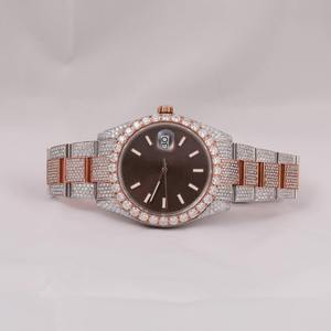 Montre de luxe pour homme Elvoragems en acier inoxydable avec moissanite, boîtier carré, mouvement mécanique ETA, affichage analogique, chiffres romains, bracelet déployant - Product Image 1