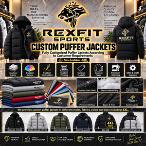 RexFit Sports <b>Men's</b> Light Blue Puffer <b>Jacket</b> Windproof Stand Collar <b>Thick</b> Winter Coat outerwear custom label <b>jacket</b> - Product Image 5