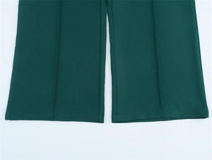 Pantalones Casuales de Pierna Ancha para Hombre, Cintura Media, Verde Oscuro, 100% Algodón, Cintura Elástica, Antiarrugas, Pantalones de Lona para Invierno - Product Image 3