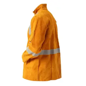Veste de travail en cuir pour soudeurs, résistante aux flammes, en cuir de vachette pleine fleur, pour hommes et femmes, par Quick Leather - Product Image 3
