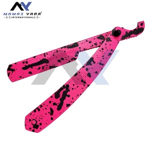 ที่วางมีดโกนเหล็กกล้าไร้สนิมเคลือบสีแดงดำแบบผง พร้อมใบมีดโกนแบบตุรกี  แบบพับได้ สำหรับโกนหนวดแบบมืออาชีพ - Product Image 6