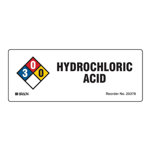 ฉลากไฮโดรคลอริกแอซิด Brady NFPA ผลิตจาก PVC ทนทาน พร้อมกาวในตัว สำหรับติดป้ายสารเคมีในห้องปฏิบัติการและอุตสาหกรรม - Product Image 2