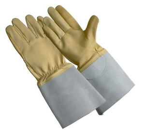 Guantes de Seguridad de Cuero Resistentes al Calor, 14 Pulgadas, Rojos y Amarillos, Protección Contra el Calor para Soldadura, Puño Recto, Resistentes a la Abrasión - Product Image 3