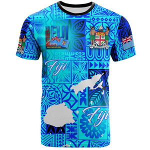 T-shirt homme bleu île à motif géométrique, manches courtes, col rond, coupe classique, décontracté, respirant, en polyester, logo imprimé sur le devant 2026 - Product Image 5