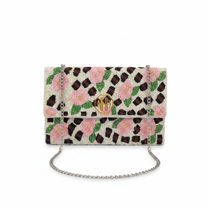 Beaded Leopard Print Clutch Bag With <b>Bee</b> Embellishment Elegant Evening Purse Women's Party Handbag - Product Image 2