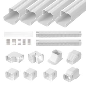 Mini pièces de climatiseur fendues 3 pouces W 17.6Ft couverture de ligne de tuyau décorative en PVC facile à installer pompes à chaleur à peindre blanches 4 - Product Image 1