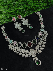 Ensemble de bijoux de mariée en diamant américain classique Collier et boucles d'oreilles en deux pièces pour mariage Style classique à la mode - Product Image 4