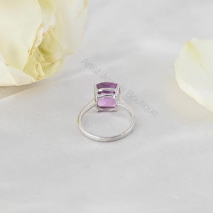 Anillo Solitario de Kunzita Rosa Natural de Lujo, Oro Sólido de 14K, Regalo de Compromiso y Boda, Proveedor Mayorista OEM ODM - Product Image 4