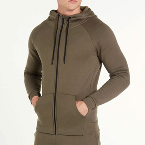 Men's Hooded <b>Zipper</b> <b>Sweatshirt</b> Solid Color Casual Hoodie Regular Fit Olive Green Cotton French Terry Breathable Autumn Wear - Product Image 2