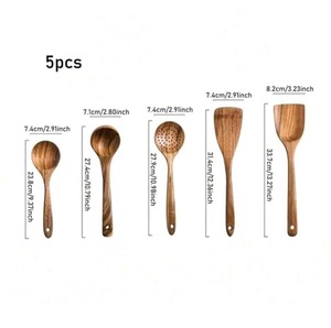 Ensemble d'ustensiles de cuisine en bois écologiques pour salade, avec cuillères et spatules, vente en gros - Product Image 2
