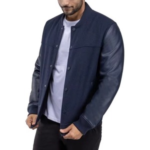 Men's Varsity Jacket <b>Genuine</b> Leather Sleeve and Wool Blend Letterman Boys College Varsity Jackets XS-5XL - Product Image 6