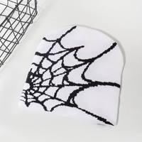Bonnet tricoté unisexe personnalisé motif toile d'araignée, bonnet d'hiver extensible à revers, style streetwear, broderie manuelle quotidienne, vente en gros OEM