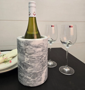 Seau à glace en marbre, rafraîchisseur rond isolé, design populaire, pour fêtes, 100% marbre, refroidisseur à whisky et vin - Product Image 1