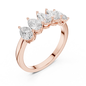 Rose Gold Five Stone Pear Cut <b>Ring</b> Elegant <b>Crown</b> Style Anniversary Band for Women Luxury Bridal Fine Jewelry - Product Image 4