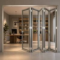 Porte de balcon extérieure pliante moderne en alliage d'aluminium à double vitrage isolant, insonorisée et étanche pour villa et cour