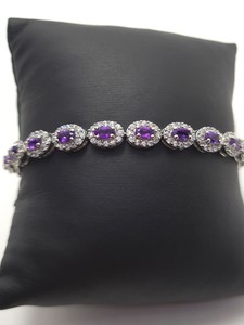 Pulsera de tenis ovalada de amatista púrpura africana natural, pulsera Princesa Púrpura Rivière, regalo de aniversario y cumpleaños - Product Image 3