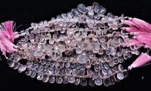 Natural Rose Quartz Smooth Pear Shape Briolette 7x11-8x12 MM Quartz Gemstone <b>Beads</b> 8 Inch Smooth Rose Quartz <b>Beads</b> For Jewelry - Product Image 5