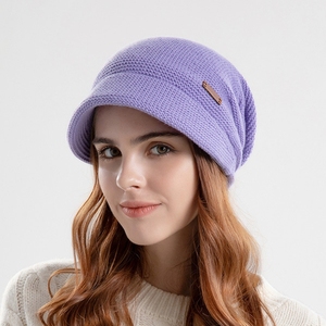 Women's Knitted Slouchy Beanie <b>Cap</b> With Visor Warm Fleece Lined Ski Skull <b>Cap</b> <b>Winter</b> Hat - Product Image 2