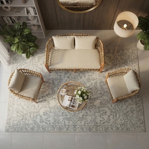 Modern Natural Rattan Eco-Friendly Waterproof Cushion Accent <b>Dining</b> Chair Handcrafted Minimalist Wicker <b>Armchair</b> Luxury Hotel - Product Image 4