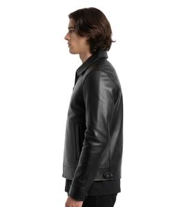 High Quality <b>Men</b> <b>Black</b> Leather Jacket Premium <b>Real</b> Cowhide Slim Fit Harrington Style <b>Men</b> Casual Zipper Wholesale OEM Vendor - Product Image 3