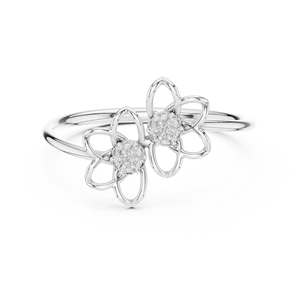 Ensemble de bagues FLORA TWINS en diamant de laboratoire plaqué rhodium, or blanc massif 18 carats, pour femme, fiançailles, soirée, événement glamour, mariage, cadeau - Product Image 1