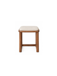 Modern Solid Teak Wooden <b>Stool</b> with Upholstered Fabric <b>Seat</b> for Dining Room Home Furniture Minimalist Design - Product Image 1