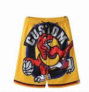 Pantalones Cortos de Baloncesto Personalizados para Hombre, Transpirables, de Malla Amarilla, Cintura Elástica, Secado Rápido, 100% Poliéster, con Bolsillos Laterales, para Verano - Product Image 1