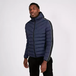 Best Selling Men's Plus Size <b>Waterproof</b> Puffer <b>Jackets</b> <b>White</b> & Black Zipper Front Pocket Hooded Street Wear Adult - Product Image 2