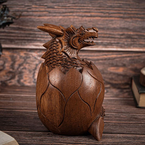 Figurine de dragon en bois massif, décoration d'intérieur, œuvre d'art en bois de dragon personnalisée, usine OEM, sculpture de dragon en bois de qualité supérieure, article cadeau - Product Image 6