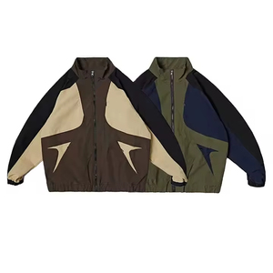 Chaqueta Cortavientos Reversible Ligera y Transpirable para Hombre, Estilo Urbano, Venta al Por Mayor |   Sudadera con Cierre Completo, Cuello Alto y Bloques de Color en Poliéster - Product Image 1