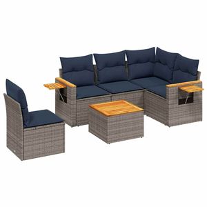 Set Divano da Esterno in Polyrattan Grigio a 6 Pezzi con Cuscini - Arredamento da Giardino Specifico per il Mercato USA - Product Image 2