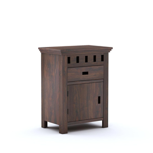 Table de chevet en bois faite à la main pour chambre à coucher et salon, avec 1 tiroir de rangement, finition noyer, table d'appoint en bois, mobilier de maison - Product Image 1